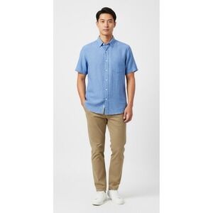 UNTUCKit Linen Short Sleeve Dadcore Relaxed Classic Collegiate Casual-M